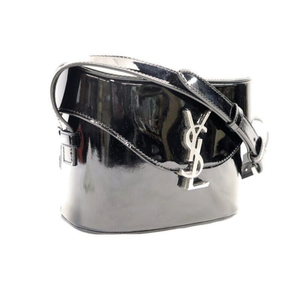 SAINT LAURENT - June Box Black Patent Leather Shoulder Bag 713700AAAWT